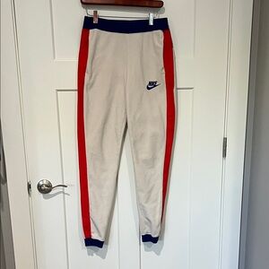 Nike Polar Cream Joggers with Red and Blue Accents Sz S
